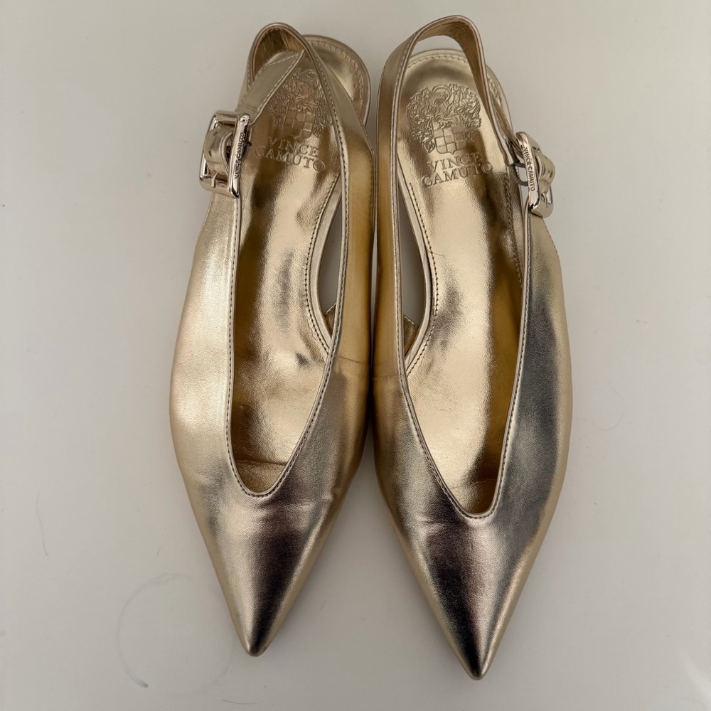 Vince Camuto Metallic Egyptian Gold Pointed Slingback Flats Valther mule